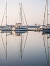 Mangalia, Romania - 02.24.2021: Many boats and yachts anchored at the touristic port or harbor in Mangalia, Constanta Royalty Free Stock Photo