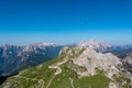 Mangart - Scenic view of high alpine Mangart road (Mangartska cesta) seen from Mangart Saddle