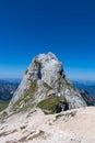 Mangart - Scenic view of high alpine Mangart road (Mangartska cesta) seen from Mangart Saddle