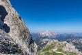 Mangart - Scenic view of high alpine Mangart road (Mangartska cesta) seen from Mangart Saddle