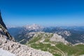 Mangart - Scenic view of high alpine Mangart road (Mangartska cesta) seen from Mangart Saddle