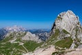 Mangart - Scenic view of high alpine Mangart road (Mangartska cesta) seen from Mangart Saddle