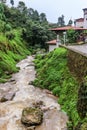 Mangde Chhu (Tongsa River) near a Dzong in Bumthang, Bhutan. Royalty Free Stock Photo