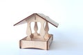 Manger with hay and fabrics isolated over white background