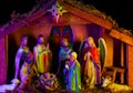 Manger merry christmas design for Christmas greeting card. Nativity scene. Christmas Christian nativity scene with Jesus Royalty Free Stock Photo