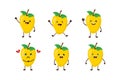 Manggo cute fruit kawaii vector character colection