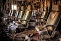 mangled airplane seats arranged in a row Royalty Free Stock Photo