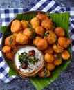 Manglore bhajji fritters with coconut chutney