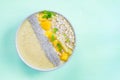 Mango, Banana, Pineapple and Oatmeal Smoothie in the Bowl