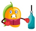 Mango with boxing gloves, illustration, vector Royalty Free Stock Photo
