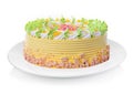 Mango cake isolated on white plate Royalty Free Stock Photo