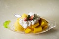 Mango Cheese Bingsoo or Shaved ice fruit and wipcream Royalty Free Stock Photo