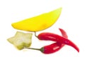 Mango, chili and carambola Royalty Free Stock Photo