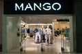 MANGO clothing store in shopping center. Logo and view inside the store. Minsk, Belarus, 2023