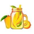 Mango cocktail. Summer juice with mango. Smoothie with fresh fruit. Mango lemonade.