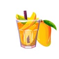 Mango cocktail. Summer cold drink, lemonade with mango, mint.