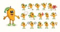 mango collection groovy cartoon illustration Royalty Free Stock Photo