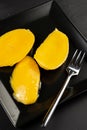 Mango Compote Served On The Plate With Fork Royalty Free Stock Photo