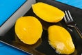 Mango Compote Served On The Plate With Fork Royalty Free Stock Photo