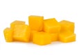 Mango cubes shape isolated white background Royalty Free Stock Photo