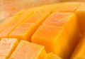 Mango cut and cubed in its skin. Royalty Free Stock Photo