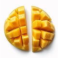 Mango halves, a tropical delight. Royalty Free Stock Photo