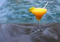 Mango daiquiri on the pool background Royalty Free Stock Photo