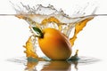 Mango falling into deep clear water