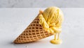 Mango Flavored Cone Ice Cream Royalty Free Stock Photo