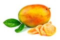 Mango fruit with candied fruits and leaves