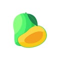 Mango Fruit Flat Design Vector Illustration Isolated on a white background Royalty Free Stock Photo