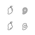 Mango fruit icons outline stroke set design illustration black and white color Royalty Free Stock Photo