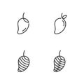 Mango fruit icons outline stroke set design illustration black and white color Royalty Free Stock Photo