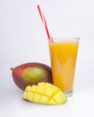 Mango fruit juice in glass isolated on the white Royalty Free Stock Photo