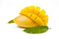 Mango fruit and leaf isolated white background Royalty Free Stock Photo