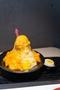 Mango fruit shaved ice and mango ice cream milk flavor