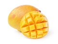 Mango fruit sliced isolated on white Royalty Free Stock Photo