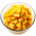 mango fruit slices on plate isolated on white background, Ai Generated Royalty Free Stock Photo