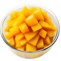 mango fruit slices on plate isolated on white background, Ai Generated Royalty Free Stock Photo