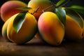 Close up Mango full frame, fresh fruit background, Generated AI