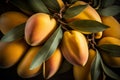 Close up Mango full frame, fresh fruit background, Generated AI