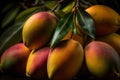 Close up Mango full frame, fresh fruit background, Generated AI