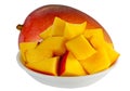 one whole mango and cubed Calypso mango
