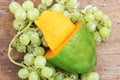 Mango with green grape Royalty Free Stock Photo