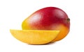 Mango horizontal piece slice isolated on white background Royalty Free Stock Photo