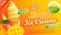 Mango Ice cream label, emblem, sticker.