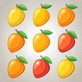 Mango icon set in flat vector style Royalty Free Stock Photo