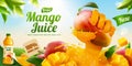 Mango juice ads with liquid hand