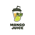 mango Juice cup drink fruit smoothie cocktail logo concept design illustration Royalty Free Stock Photo