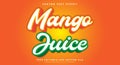 Mango Juice 3d editable text effect Royalty Free Stock Photo